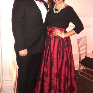 Black and red ballgown dress